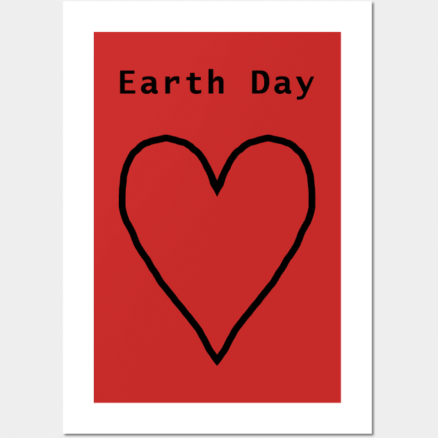 Earth Day Black Heart Line Drawing Wall Art by ellenhenryart